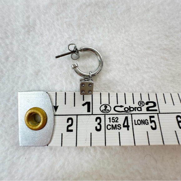 Coach NWT Mini Dice Hoop Charm Earring in Silver, Single Earring - Picture 8 of 10